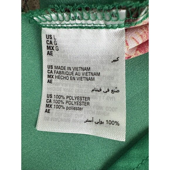 INC International Concepts Green Floral VNeck Faux Wrap Blouse Top Long Sleeve L - Picture 13 of 15